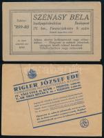 Íróeszközök, tollak, levélpapírok reklámja számlán, borítékon (Schuler József, Szénásy Béla, Rigler József Ede)