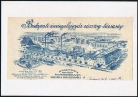 1916 Bp., Budapesti ásványolajgyár részvénytársaság számlájának fejléce, rajta a gyár látképére, kartonra ragasztva
