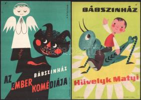 Állami Bábszínház (Hüvelyk Matyi, Csodatükör, stb.) - 5 db villamosplakát, 24×17 cm