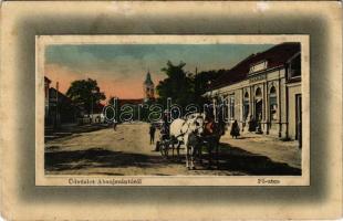 1917 Abaújszántó, Fő utca, lovaskocsi, Kohn Mór üzlete. Ideal W.L. Bp. 5546. 1911-13. Span Ignác kiadása (Rb)