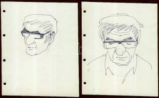 Vincze Lajos (1914-2002): 2db Amerigo Tot portré; tus-papír; 15x21 cm