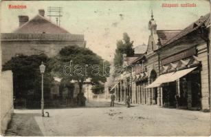 Komárom, Komárnó; Központi szálloda, Stern Bernát és Kincs Mór üzlete. Laky Béla kiadása / hotel, shops (EK)