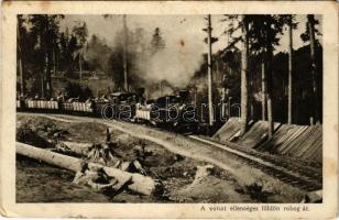 A vonat ellenséges földön robog át. Az Érdekes Újság kiadása / WWI Austro-Hungarian K.u.K. military, field train (fl)