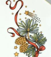 Hollóházi Karácsony mintás váza m:22cm, tálka 14x12cm, gyertyatartó m:4,5cm. Matricás porcelán, jelz...