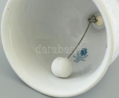 Hollóházi porcelán csengő. Matricás, jelzett, kopásnyomokkal. 13 cm