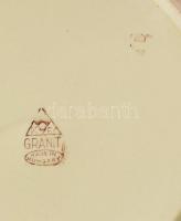 4 db Gránit retró mintás tányér. Jelzett, kisebb mázhibákkal, kopásnyomokkal, d: 24 cm