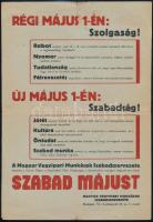 cca 1946 Szabad Májust - Magyar Vegyipari Munkások Szabadszervezetének röplapja, hajtott