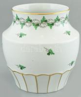 Herendi petrezselyemmintás váza, kézzel festett, jelzett, apró kopásokkal, m: 15 cm