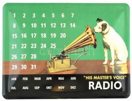 Retro His Masters Voice fém tábla öröknaptár 30x24 cm