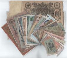 Vegyes 30db-os bankjegy tétel a világ minden tájáról, közte Orosz Birodalom 1910. 100R és 1912. 500R bankjegyek is T:III,III-
