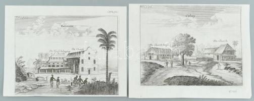 1704 Missziós templomok Kínában, Ceylonon, stb.,12 db, közte 3 db paszpartuban, 14×17 cm