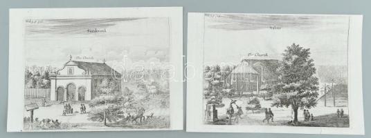 1704 Missziós templomok Kínában, Ceylonon, stb.,12 db, közte 3 db paszpartuban, 14×17 cm