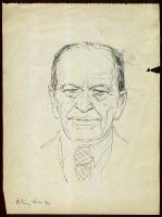 Vincze Lajos (1914-2002): Örkény István portré; toll-papír szignált, 20x26 cm (oldalt szakadás)