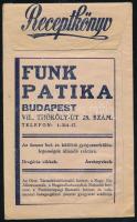 Funk patika reklámos recept könyv boríték cca 1940