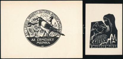 6 db madarakat ábrázoló ex libris