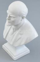 Herendi Lenin porcelán büszt, fehér mázas és biszkvit, kopásnyomokkal, jelzett, m: 17 cm
