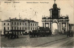 1909 Moscow, Moscou; Porte Rouge / Red Gate, tram (EK)