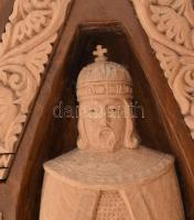 Nagy Ferenc (1920-1998): Szent István király. Fafaragás. Jelzett 42 cm