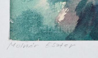 Molnár Eszter (1942 - ): Felhő a vízen. Akvarell, papír, Jelzett, paszpartuban 14x12 cm