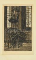 H. M. Stöckl (?) jelzéssel: Szent István-székesegyház szószéke, Bécs. Rézkarc, papír, paszpartuban, 37x23 cm