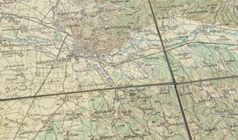 cca 1914 Nagyvárad és környékének térképe, 1:200 000, vászontérkép, 56×41 cm