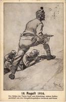 1916 Den Helden der Tiroler Front zum Geburtstage unseres Kaisers gewidmet von den Kriegsfürsorgeämtern Innsbruck und Bozen / WWI Austro-Hungarian K.u.K. military art postcard, Heroes of the Tyrolean Front. Druck Tyrolia s: Egger-Lienz + "K.u.K. bosn. herz. Infanterieregiment Nr. 1. V. Feldbataillon" (EK)