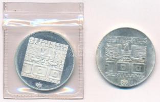 Ausztria 1976. 100Sch Ag "Innsbruck - XII. téli olimpia / Síelő" (2x) T:1,1 (eredetileg PP...