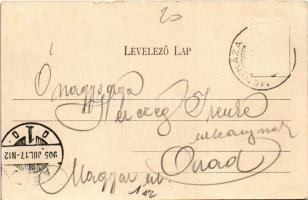 1905 Menyháza, Monyásza, Moneasa; Halastó, csónakázó társaság / lake, people in boats (Rb)