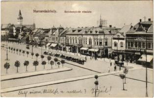 1914 Marosvásárhely, Targu Mures; Széchenyi tér, üzletek. Porjes S. Sándor kiadása / square, shops (EK)