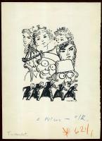 Vincze Lajos (1914-2002): Turandot; tus-papír, 17x23 cm