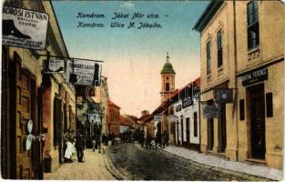 Komárom, Komárno; Jókai Mór utca, Kőrsi István, Tamásek Lajos, Weleba, Bartha Ferenc üzlete / Ulica M. Jókaiho / street view, shops (EM)