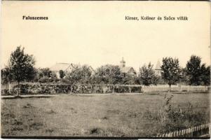 Balatonszemes, Faluszemes; Kirner, Koliner és Szőcs villák. Deutsch József kiadása (vágott / cut)