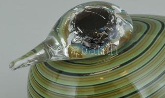 Vízimadár. Finn design üveg figura. Kézzel készült, anyagában színezett, hibátlan. 15 cm