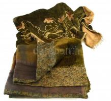 Nagy méretű régi selyem brokát függöny 200x160 cm és dísz textilia