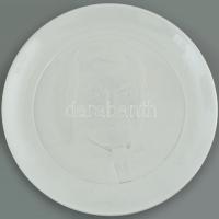 Herendi 'Fischer Mór halálának 100. évfordulójára' litofán emléktál, biszkvit/fehér mázas, jelzés nélkül, hibátlan, d: 18,5 cm