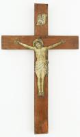 Nagy méretű fa festett festett pléh Krisztussal 42 cm