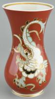 Wallendorf porcelán váza, kézzel festett, jelzett, kopásnyomokkal, m: 20,5 cm