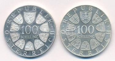 Ausztria 1975. 100Sch Ag "150 éve született ifj. Johann Strauss" (2x) T:1,1 (eredetileg PP...