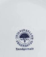 Német porcelán váza, kézzel festett, jelzett, kopásnyomokkal, m: 15 cm