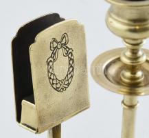 Réz gyufa és gyertyatartó, jelzés nélkül, kopott m:19,5 cm