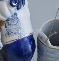 Kínai porcelán nő, kézzel festett, jelzés nélkül, kopásnyomokkal, m: 35 cm