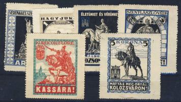 1919 Arad, Komárom, Nagyvárad stb. irredenta levélzáró sor, 6 db
