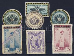 Ausztria 1914-1918 7 db I. világháborús levélzáró és segélybélyeg