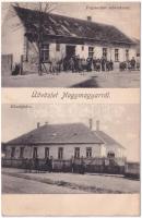 1935 Nagymagyar, Velky Mager, Zlaté Klasy; Fogyasztási Szövetkezet üzlete, Községháza. Brunner Adolf fényképész / cooperative shop, town hall