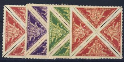 1925 Jókai centenáriuma 4 db klf színű levélzáró négyestömb