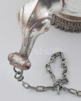 Ezüstözött alpakka örökmécs, erősen kopott, horpadásokkal, jelzés nélkül, m: 118cm