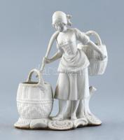 Biszkvit porcelán nő, jelzés nélkül, piszkos, m: 18,5 cm