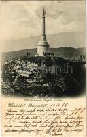 1899 (Vorläufer) Brassó, Kronstadt, Brasov; Millenium Árpád szobor, építkezés zászlókkal / monument, construction with flags (EK)