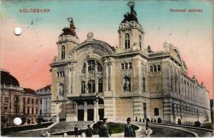 1910 Kolozsvár, Cluj; Nemzeti színház / theatre (lyukasztott / punched holes)