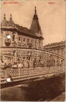 1910 Kolozsvár, Cluj; Vashíd, életbiztosító intézet, liszt raktár üzlet / bridge, insurance company, shop (lyukasztott / punched holes)